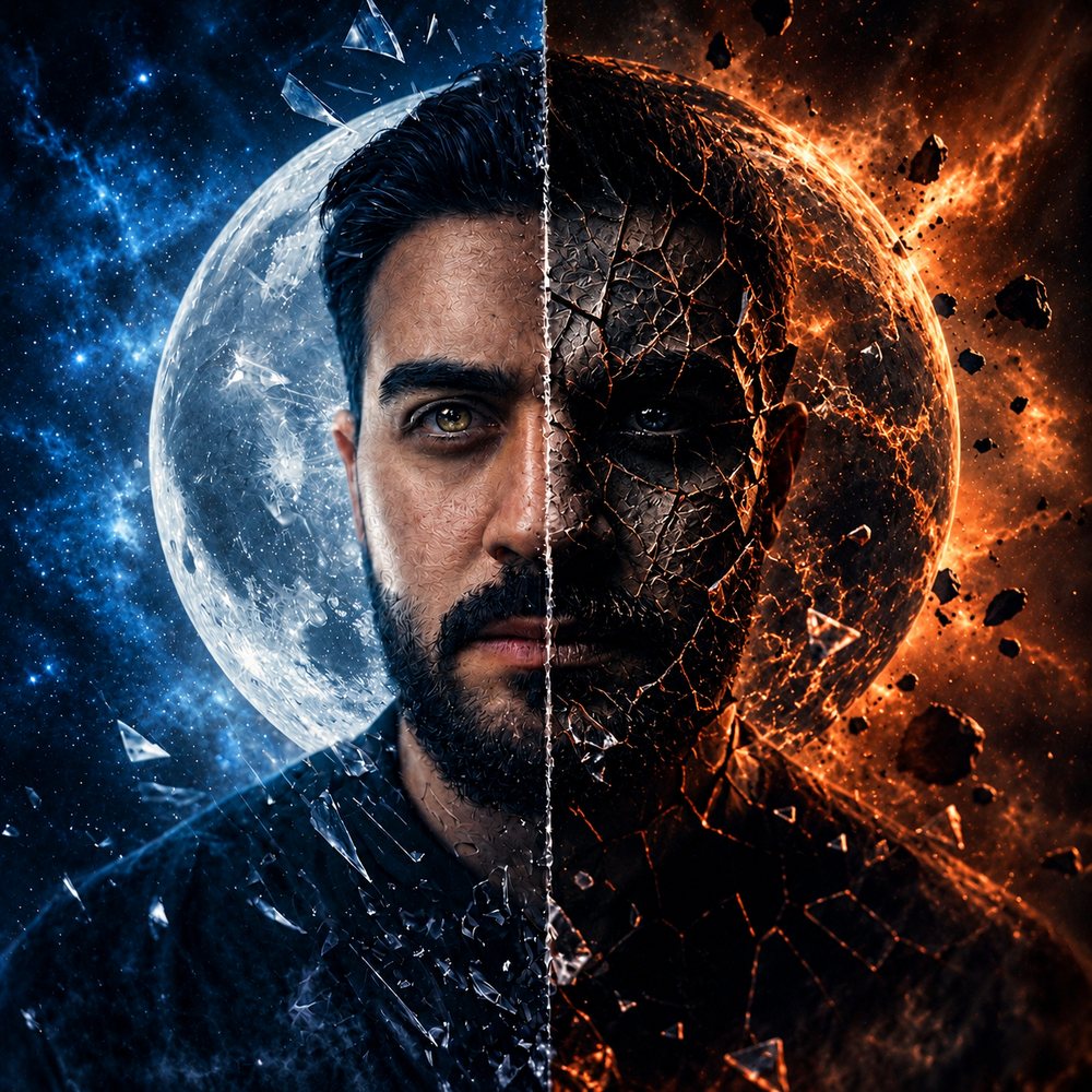 M.N., half lit by a cold blue moon and half cracked open by fire